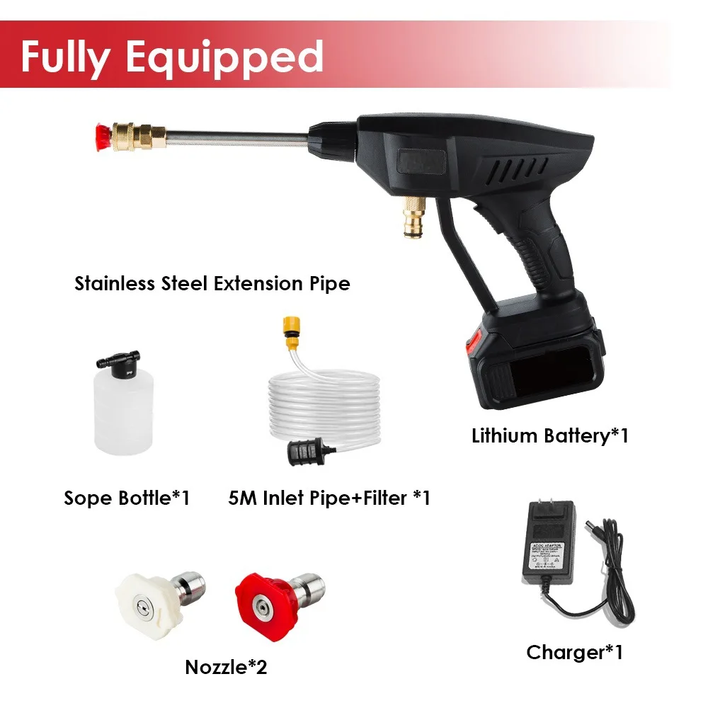 12V Wireless Car Washing Spray Water Gun Household Cleaning High Pressure Car Washer