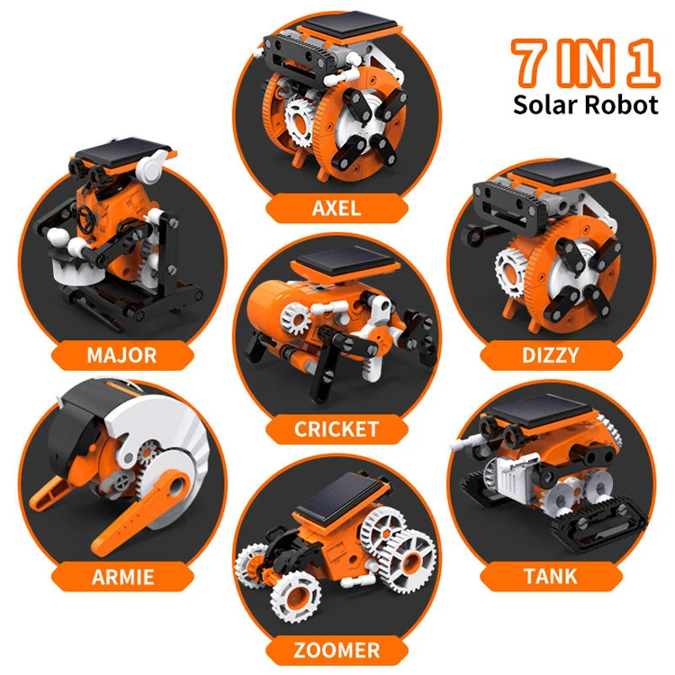 Kids Green Energy Science Experiment Kits DIY STEM Creative Blocks 7 In 1 Education Solar Robot Toys