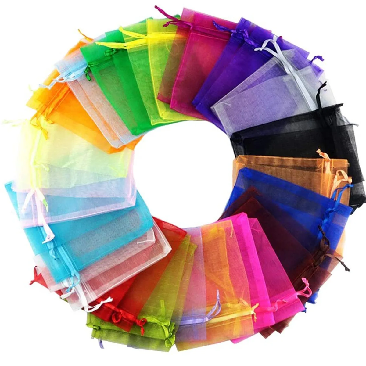 Drawstring Pouches Mixed Color organza pouch sac en tulle Western Wedding Packing Pcs Small Material CWP