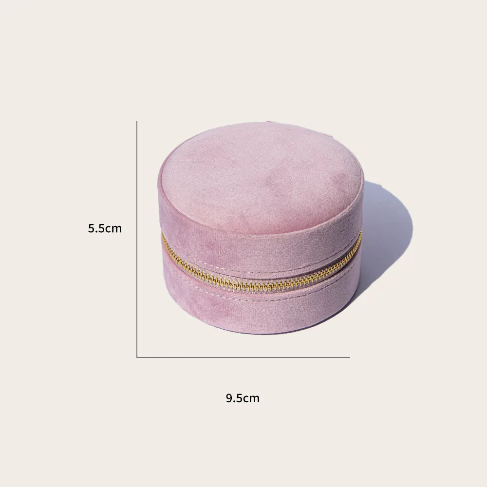 Small round mirror design jewelry storage organizer travel luxury velvet custom jewelry box