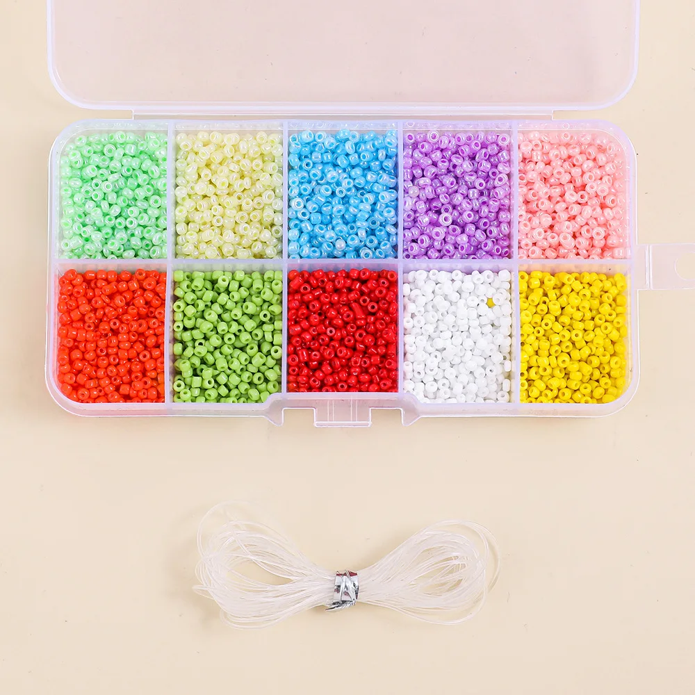 Hot-selling mini mixed color glass beads boxed, DIY hand-made small parts, bracelet necklace beaded material
