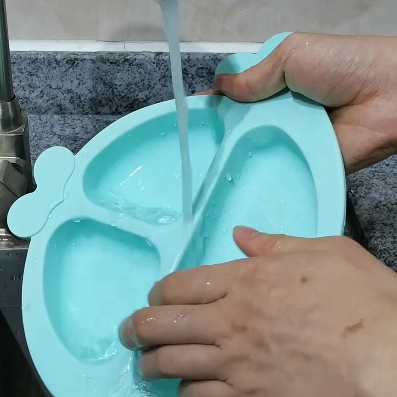 Wholesale Custom BPA Free Toddler Divided Food Dining Plate Suction Silicone Plate Baby Feeding
