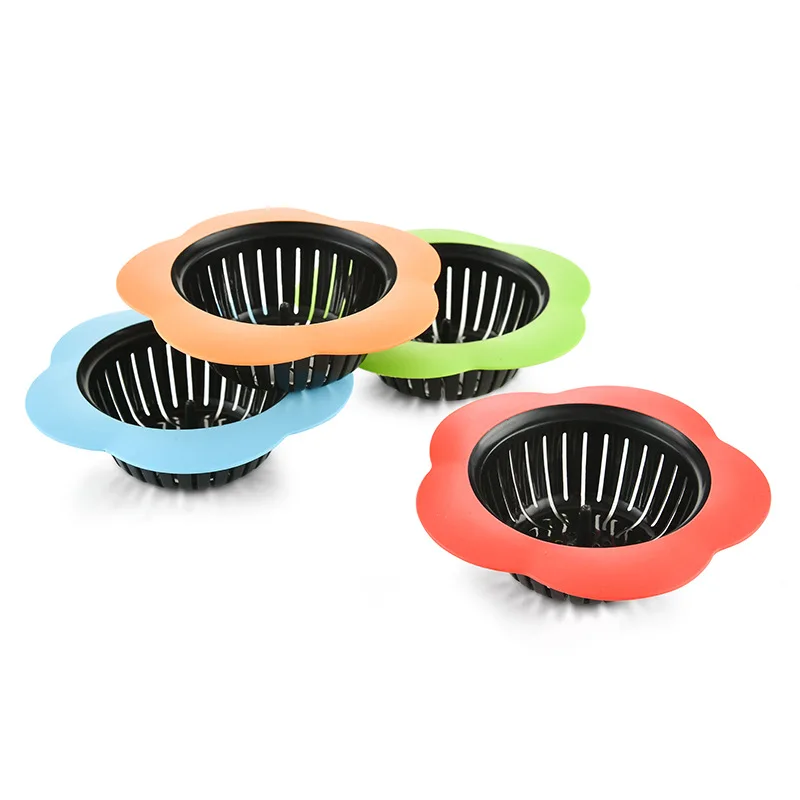 Flower Shape Large Wide Rim Flexible Kitchen Silicone Pouring Basket Drain Filter Sink Strainer