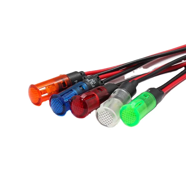 8mm FILN snap indicator light cable 20cm led 12v volt  24v 110v 220v signal lamp factory