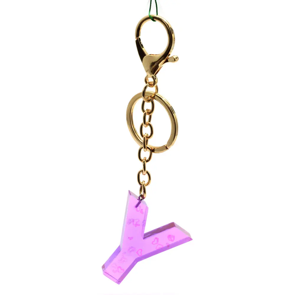 Glitter Resin Letters Lobster Clasp Keychain Plastic Alphabet Letter Design Key Chain for Leather Bag Handbag Purse Key Ring