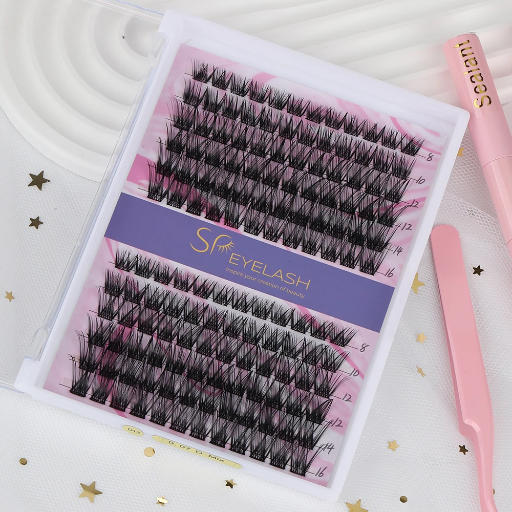 SP EYELASH Natural Cluster Lashes Long lasting 7-10 days diy lash bond sealer C D curl DIY Segmented Lashes Kits