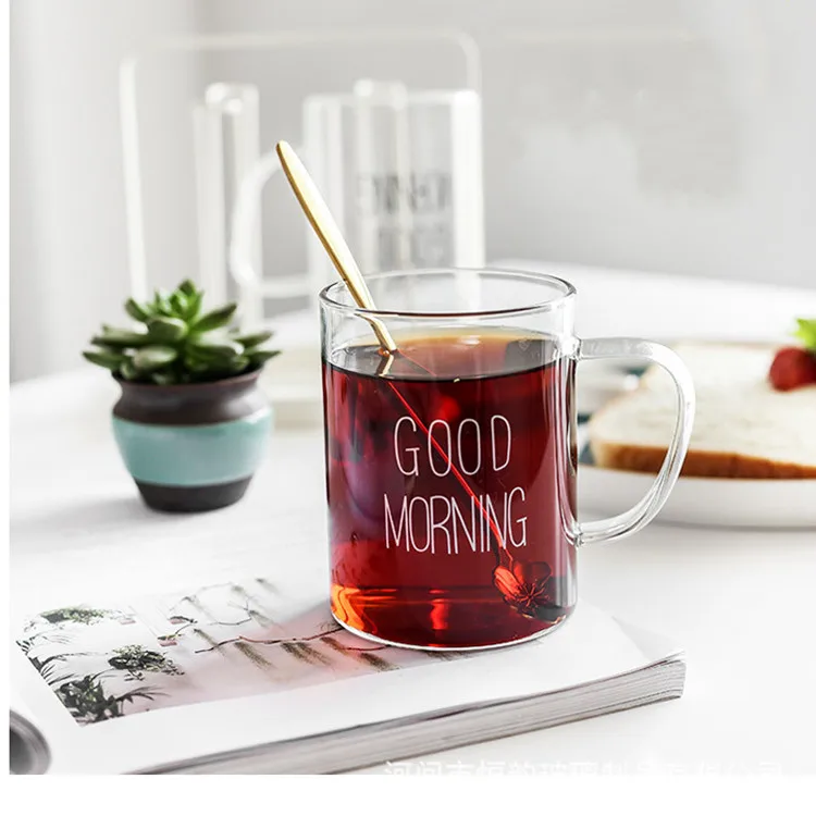 Glass Coffee Mugs Large Wide Mouth Mocha Hot Beverage Mugs Clear Espresso Cups with Handle Lead-Free Drinking Glassware