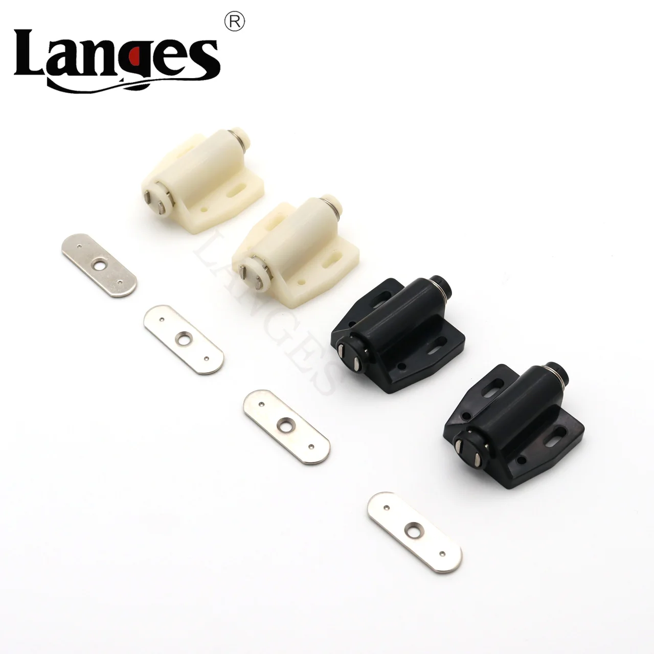 Kitchen Bedroom Plastic Double Side Wardrobe Cabinet Door Push Release Latches Damper Buffer