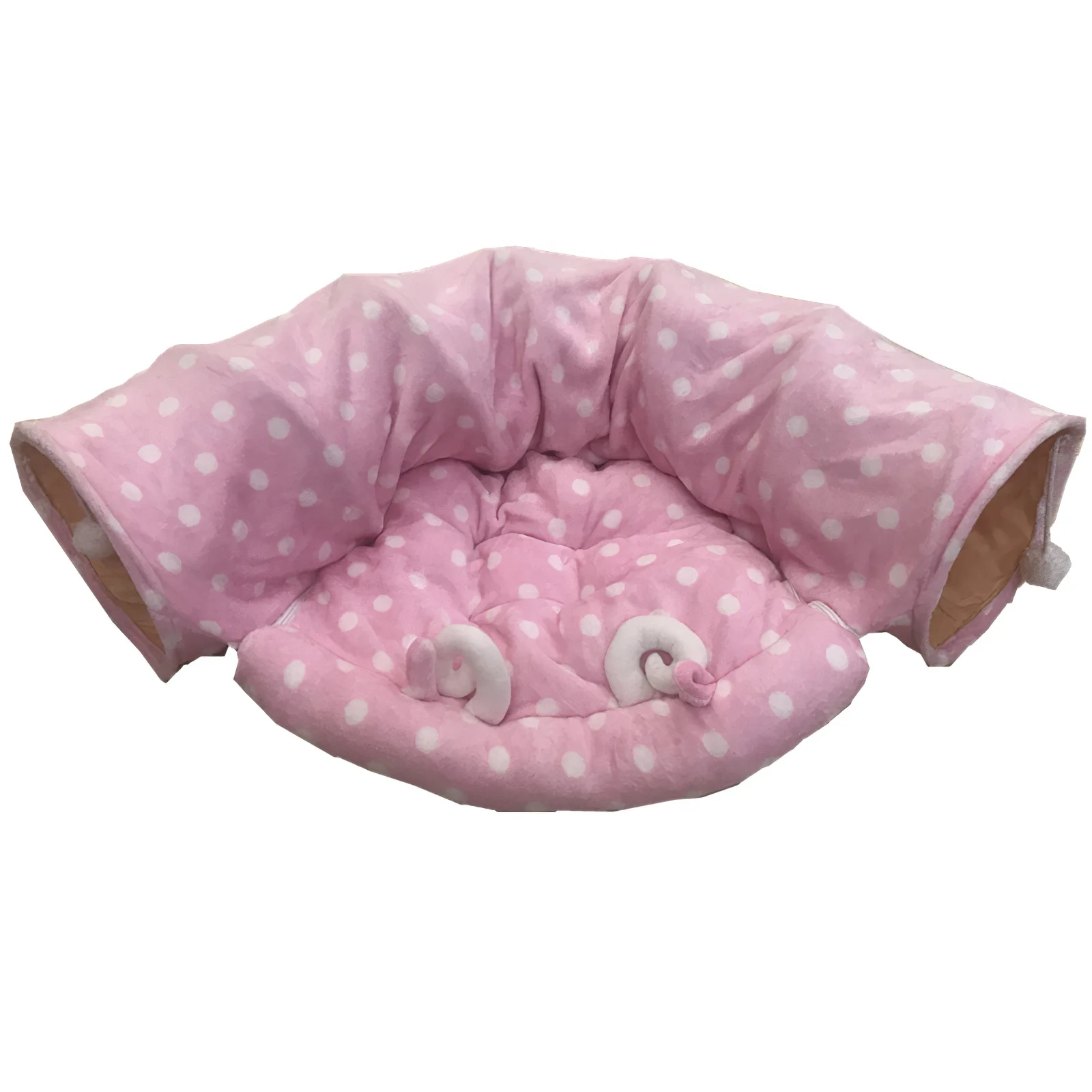 Cat Tunnel Bed with Soft Mat Cat Tunnel Toys with Peephole Fun Ball for Indoor Pet Kittens