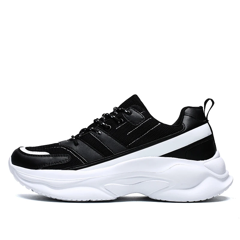 
China factory Black color large size breathable mesh running shoes human race mens fasion sneakers 
