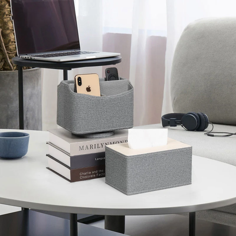 Clothing patterns Minimalist Desk Top Rotating Remote Cell Phone Pens Organizer Home PU turntable Lazy Susan