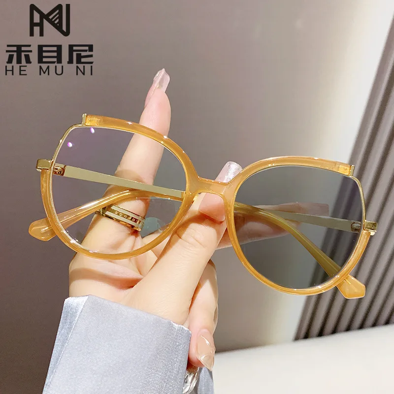 7196 Hot sell anti blue light glasses frame ladies spectacles eyeglasses women change color photochromic optical eyewear