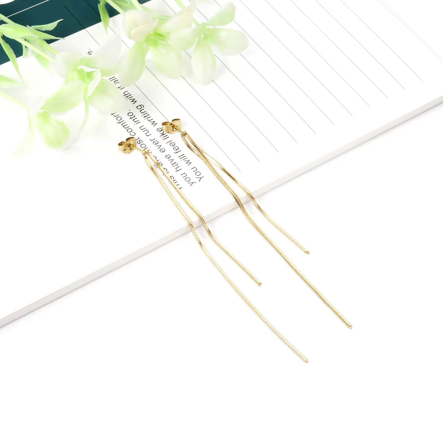 Новая мода 14k серьги-гвоздики из нержавеющей стали с большим сроком службы цепь звеньев контрфорсом в виде капель кристаллами форме маленькая девочка хорошим качеством