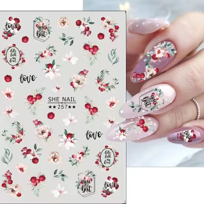 Retro Ancient Rose Flower Sticker Wraps Other Nail Supplies 3D Floral Blossoms Nail Art Tips  Korean Floral Nail Foil