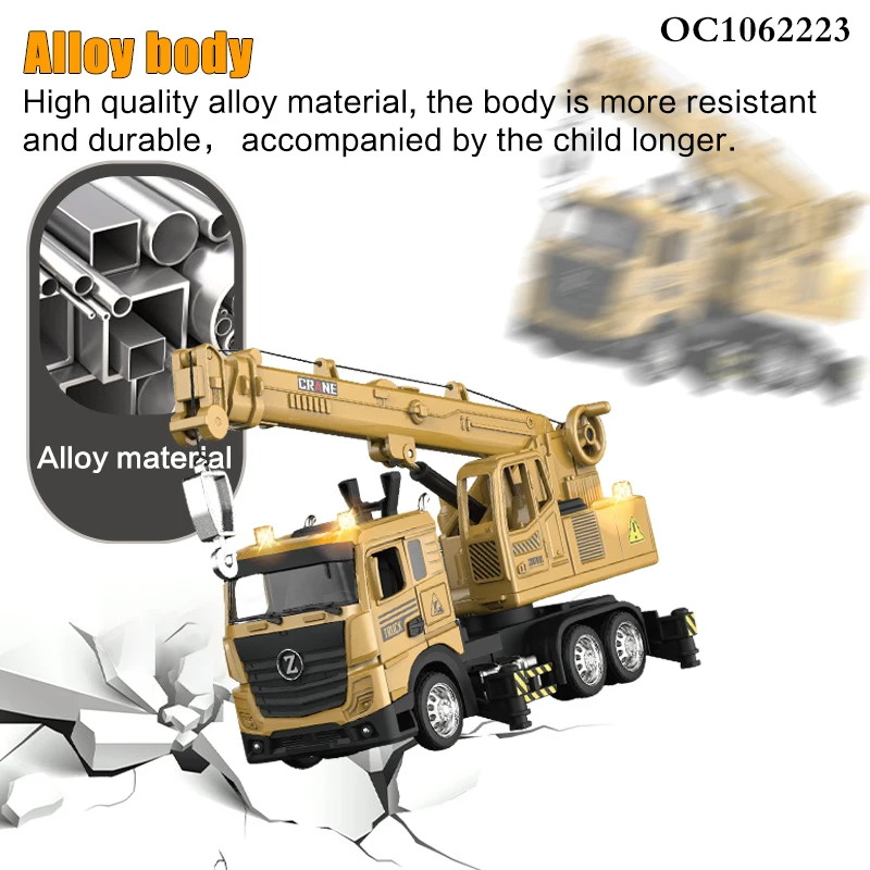 Boy game inertial engineering car toy series alloy crane model scale trucks with light sound