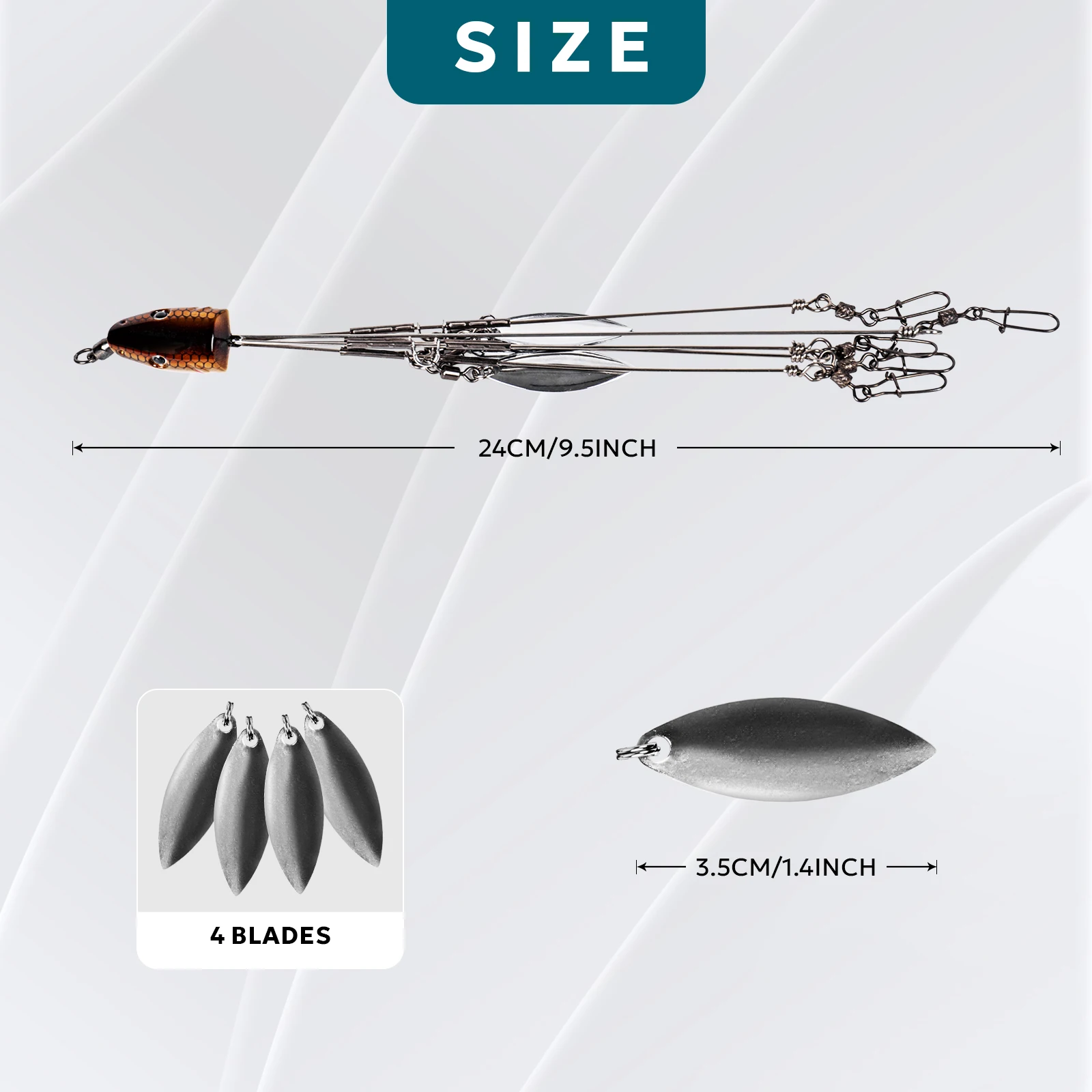 SF Alabama Rig Bait Umbrella Fishing Lure Rigs Lure for Bass Fishing Bait Rigs 9.5inches/24cm Lure Fishing Tools with 4 Blades