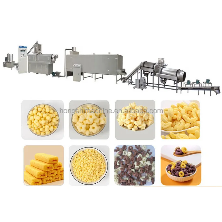 Stainless steel snack food machinery corn puff snack food extruder wheat puffing cereal making machine