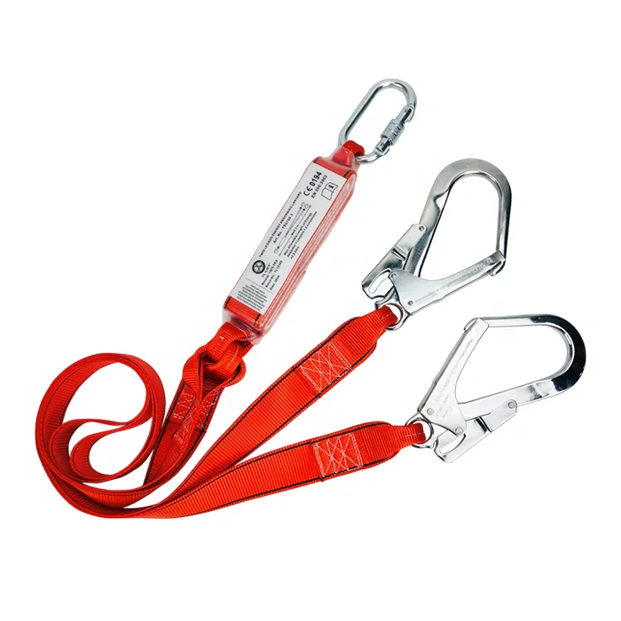 
Polyester Safety Belt with double hook Energy Absorber Lanyards 