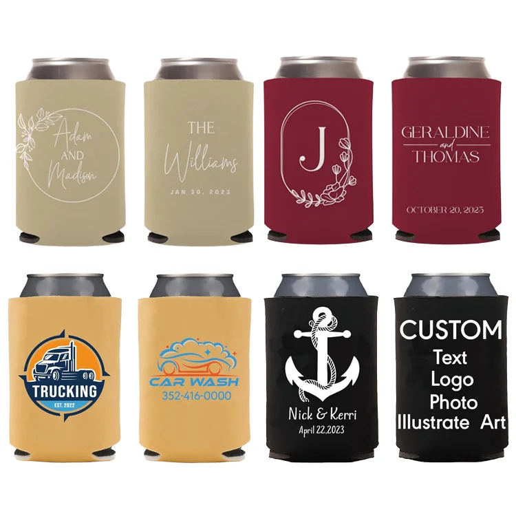 Custom Printed Insulated Neoprene Can Cooler Stubby Holder Sublimation Logo Collapsible Beer Can Cooler stubby Holder