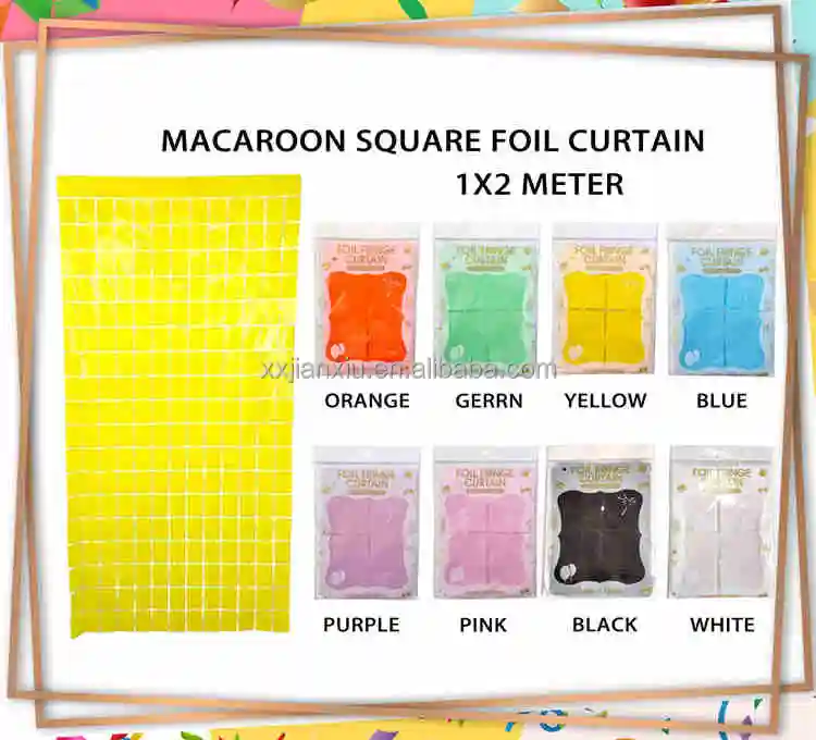 Shimmer Metallic Foil Square Curtain Birthday Wedding Supplies Rose Gold Factory Made White 1.5*3M