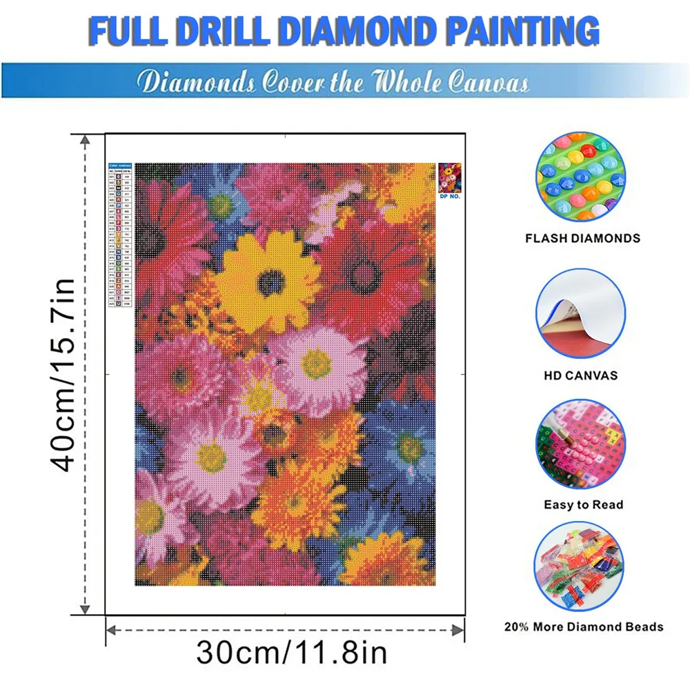 DIY Sunflower Diamond Painting Flower Needlework Embroidery Colorful Picture Rhinestones Mosaic Handicraft