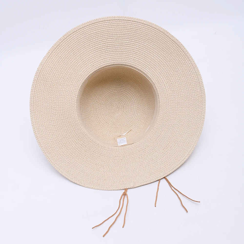 Elegant Floppy Bowknot Travel Cap Sunscreen Large Brim Paper Straw Beach Hat Custom Logo Wholesale Women Foldable Straw Sun Hat