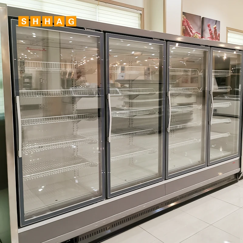 Supermarket Beer Drink Display Glass Door Showcase Freezer Upright Refrigerators Glass Door