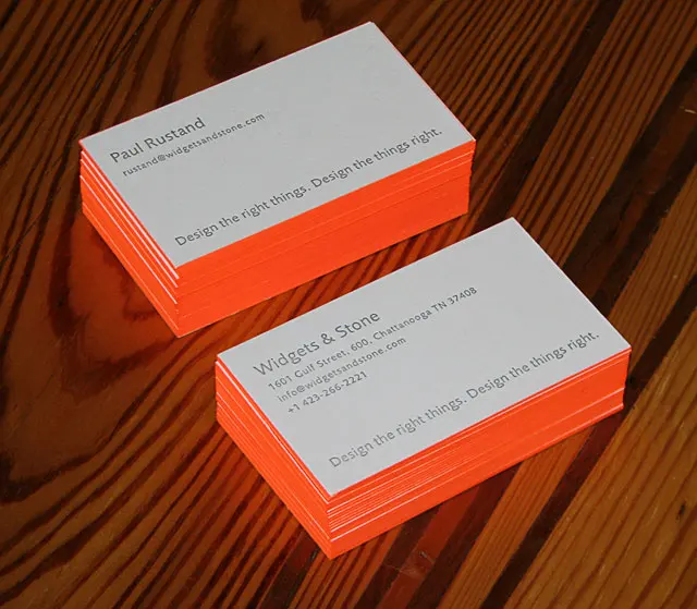 Fluorescent colored edge iridescent printing square business name cards cotton paper 550g