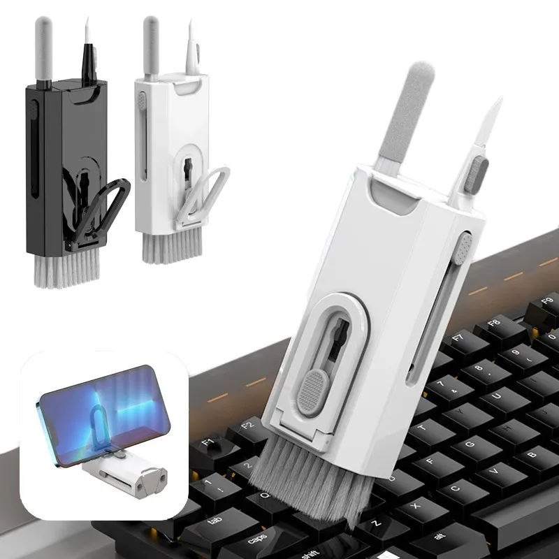 8 In 1 New Mini Multifunctional Cleaning Kit Camera Tablet Screen Cleaning Tool Mobile Phone Stand Holder Earphone Cleaner Pens