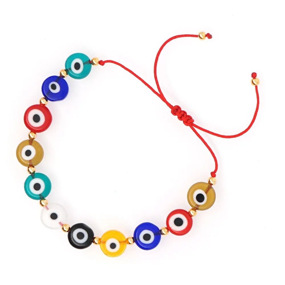 Adjustable Bohemian Evil Eye Shell Bracelet with Seed Beads Woven Braided Rope for Party Wedding or Gift