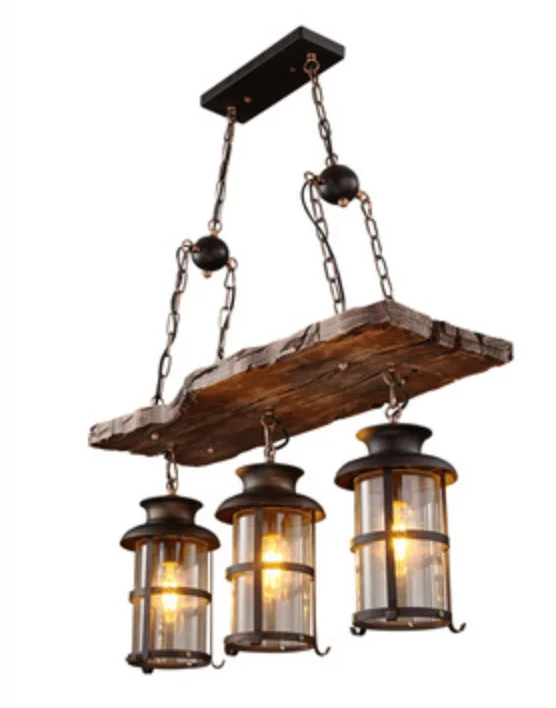 Nordic Vintage Wooden Beads Glass Chandeliers & Pendant Lights Chandeliers Ceiling Luxury
