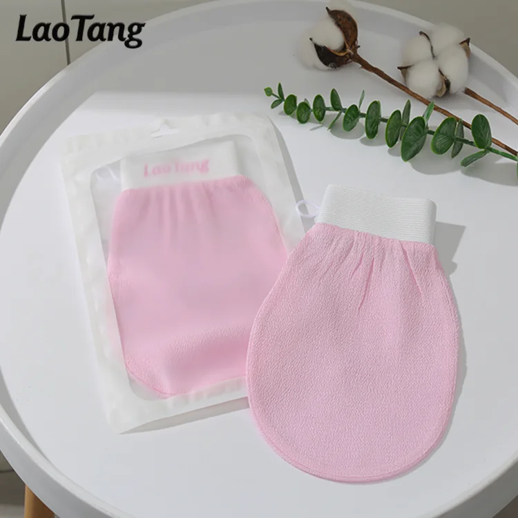 MOQ 50 With Packaging Body Cleaning 100% Natural Custom Exfoliating Gloves Viscose Exfoliating Glove Bath Mitts