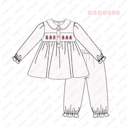 Puresun smocked kids clothing christmas gingerbread smocked children wear fall winter baby girl boutique outfits for custom