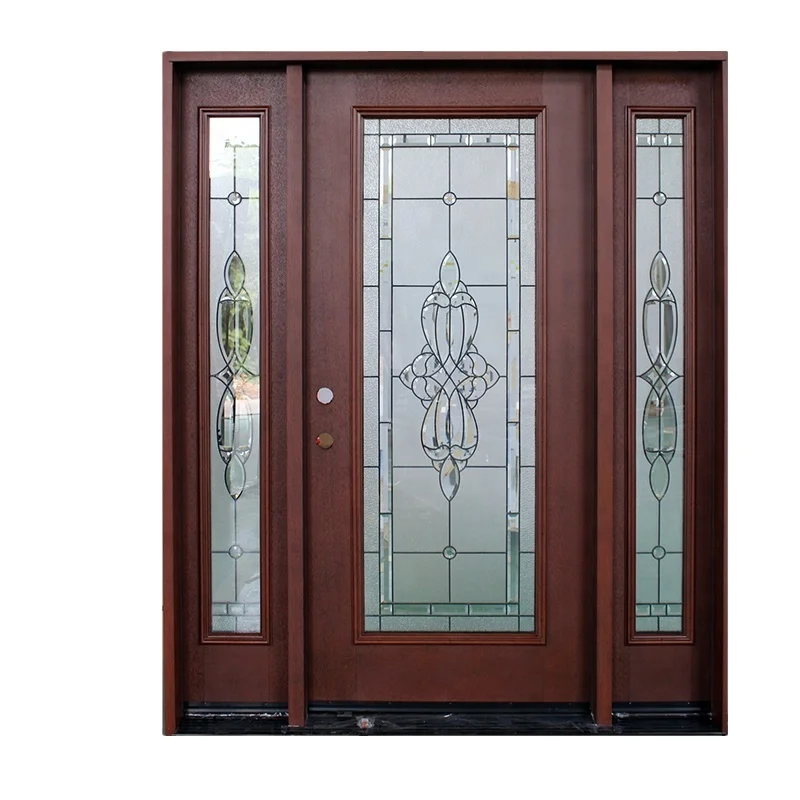 American Style Modern Exterior Wrought Iron Double Entry Doors For Apartment Building
