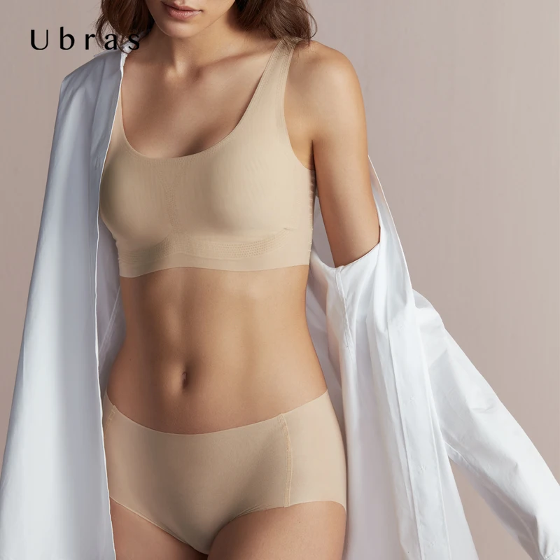 Ubras UX114229 Drop Shipping Sexy Mesh Backless Vest Seamless Bra And Panty Sets