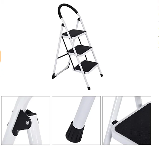 EN14183 standard for house supermarket steel f 3step folding ladder