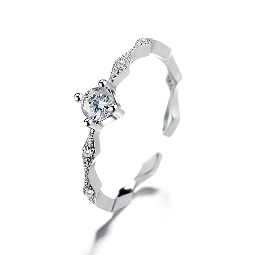 
China Natural Clear Zircon Jewellery Woman 925 Sterling Silver Open Ring 