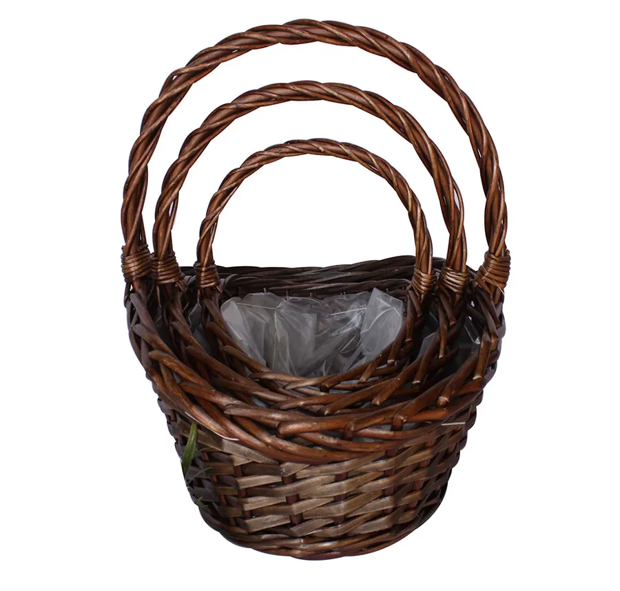 Горячие рекомендации дешевые большие пустые плетеные корзины для пикника с ручкой и пластиковым вкладышем