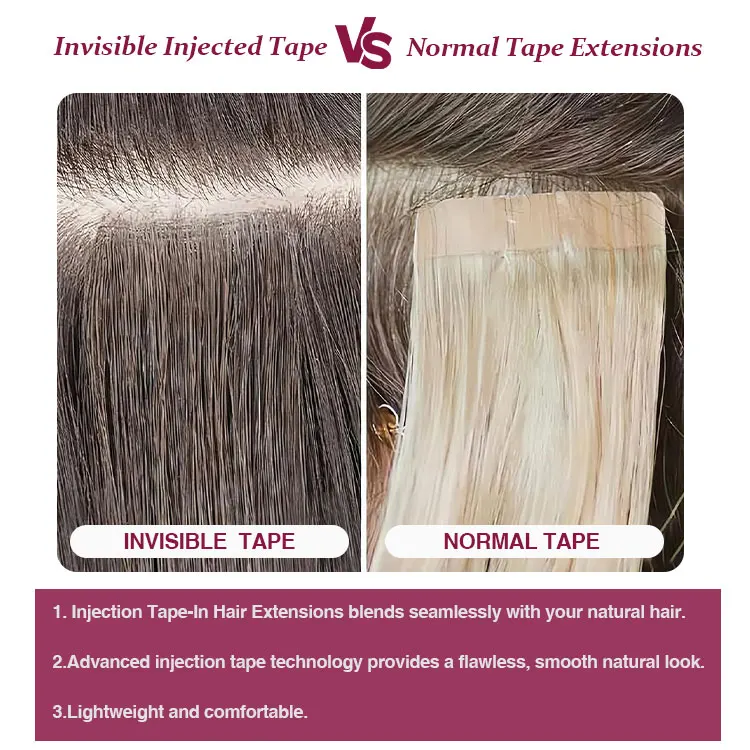 FH Wholesale Injected Virgin Remy Human Tapes Hair Black Jet #1 Invisible Straight Human Hair Tape in Extensions