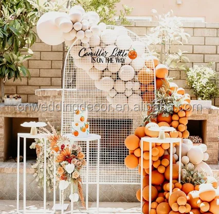 two color wedding  floral   Mesh gold wedding  arrangement backdrop Mesh gold arch