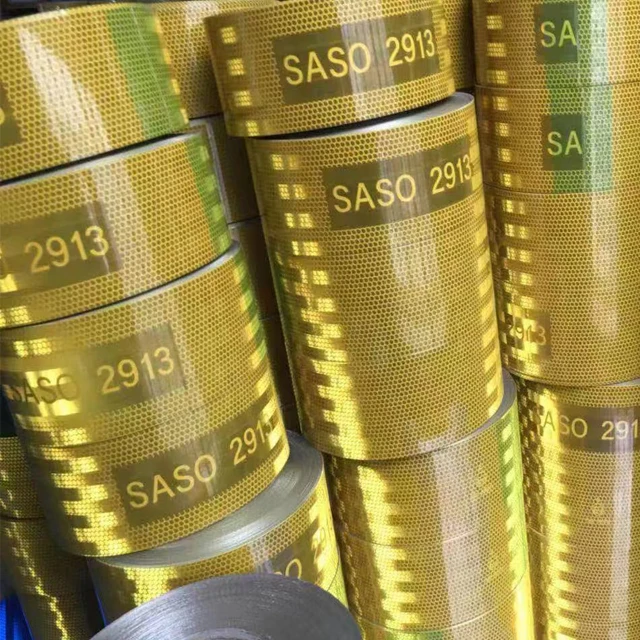 SASO 2913 Reflective Sticker PET Reflective Tape Safety Mark Warning Reflector Strips For Car Truck Trailer Decor Accessories