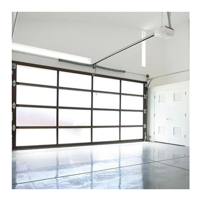 Glass Customized Garage Door Sectional Aluminum Motor Modern Germany Electric Automatic Black Color Stainless Steel Tempered