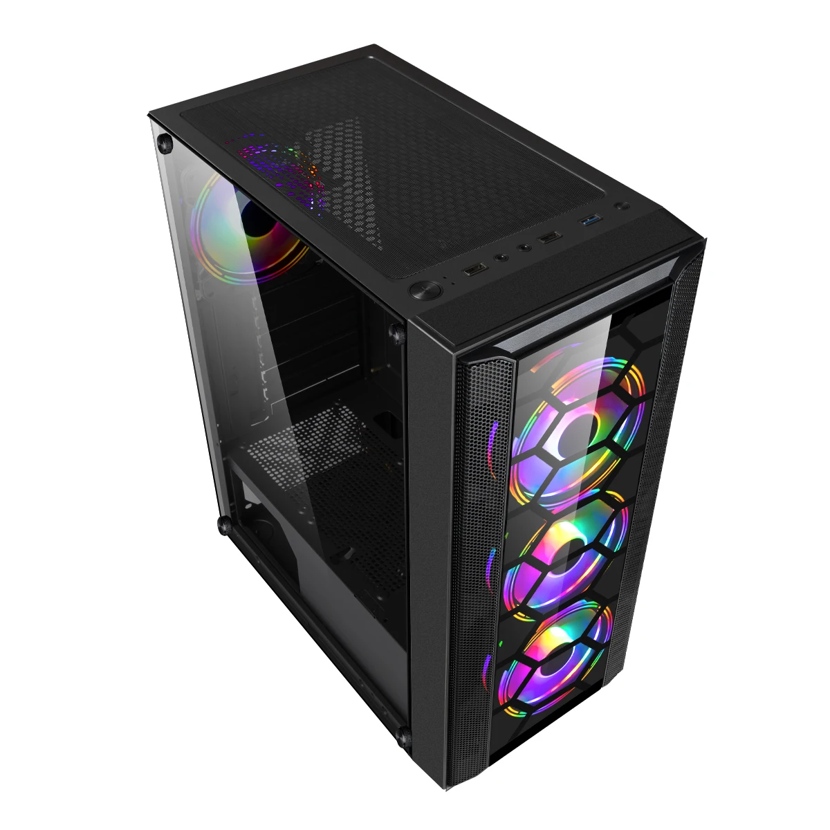 Оптовая продажа заказной прозрачный белый atx pc чехол с RGB светом