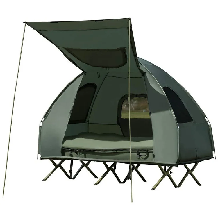 Portable Off-Ground Folding Outdoor Tente-Camping 4 Saison Double Deck Camping Gazebo Tent With Bed