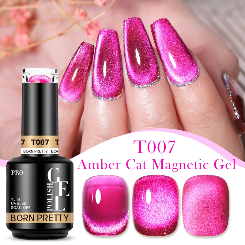 BORN PRETTY PRO Non-toxic Jelly Amber Cat Eye Magnetic Gel Polish 15ml Organic Soak Off UV LED Nail Semi Permanent Gel Varnish