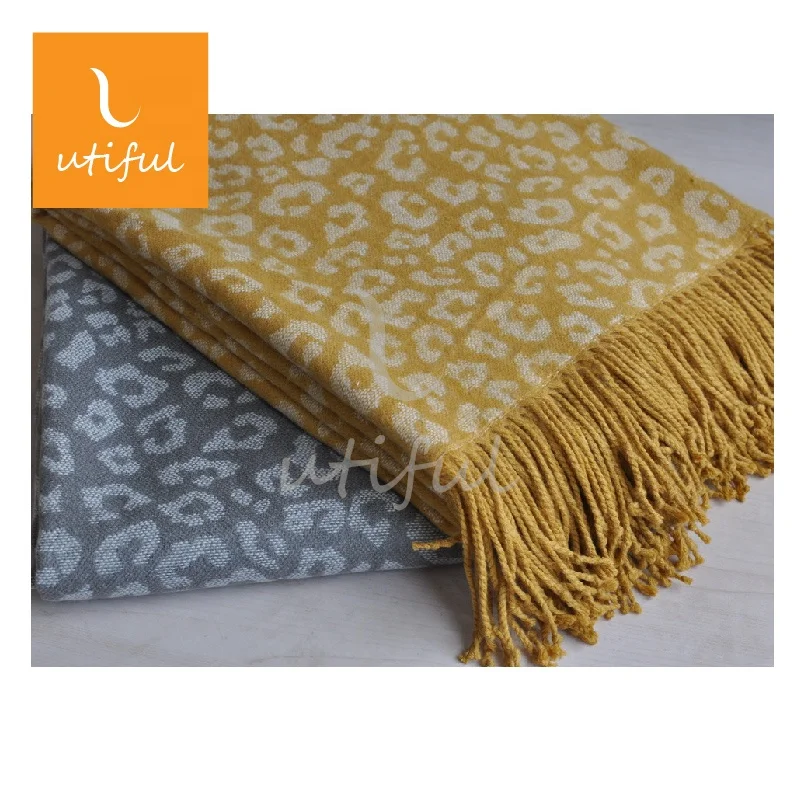 
New Leopard Jacquard Acrylic Thread Throw Blanket For Home Fashion 