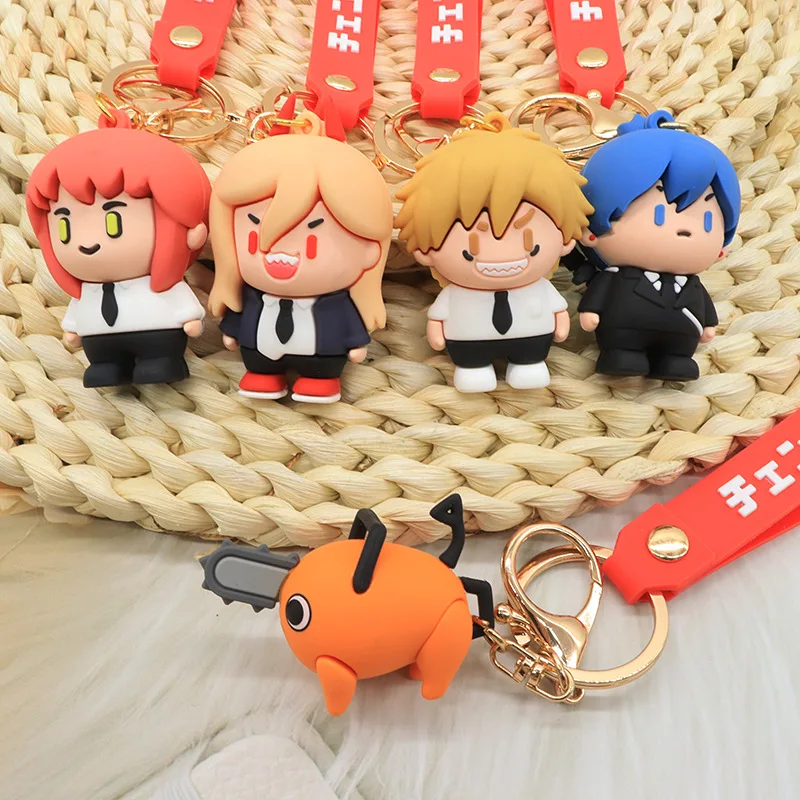 Car Key Ring Pendant Doll Cartoon Marvel Iron Spider Man Captain America Key Chain with Hand Strap Promotional Gifts Ornaments