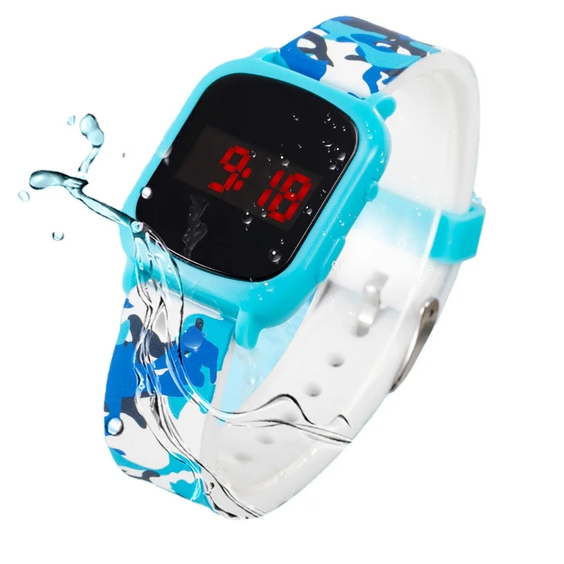 Trendy kids watches 2024 Fashionable CMYK artwork printing on Silicone strap Touch Screen Led digital Watches