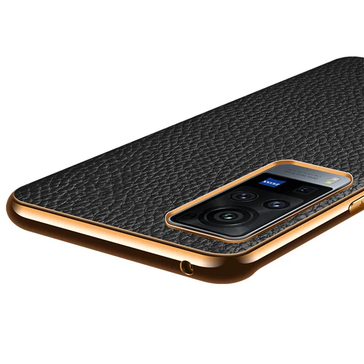 
Promotional Price Classic Real Cowhide leather Electroplating Phone Case for vivoX60/X60pro 