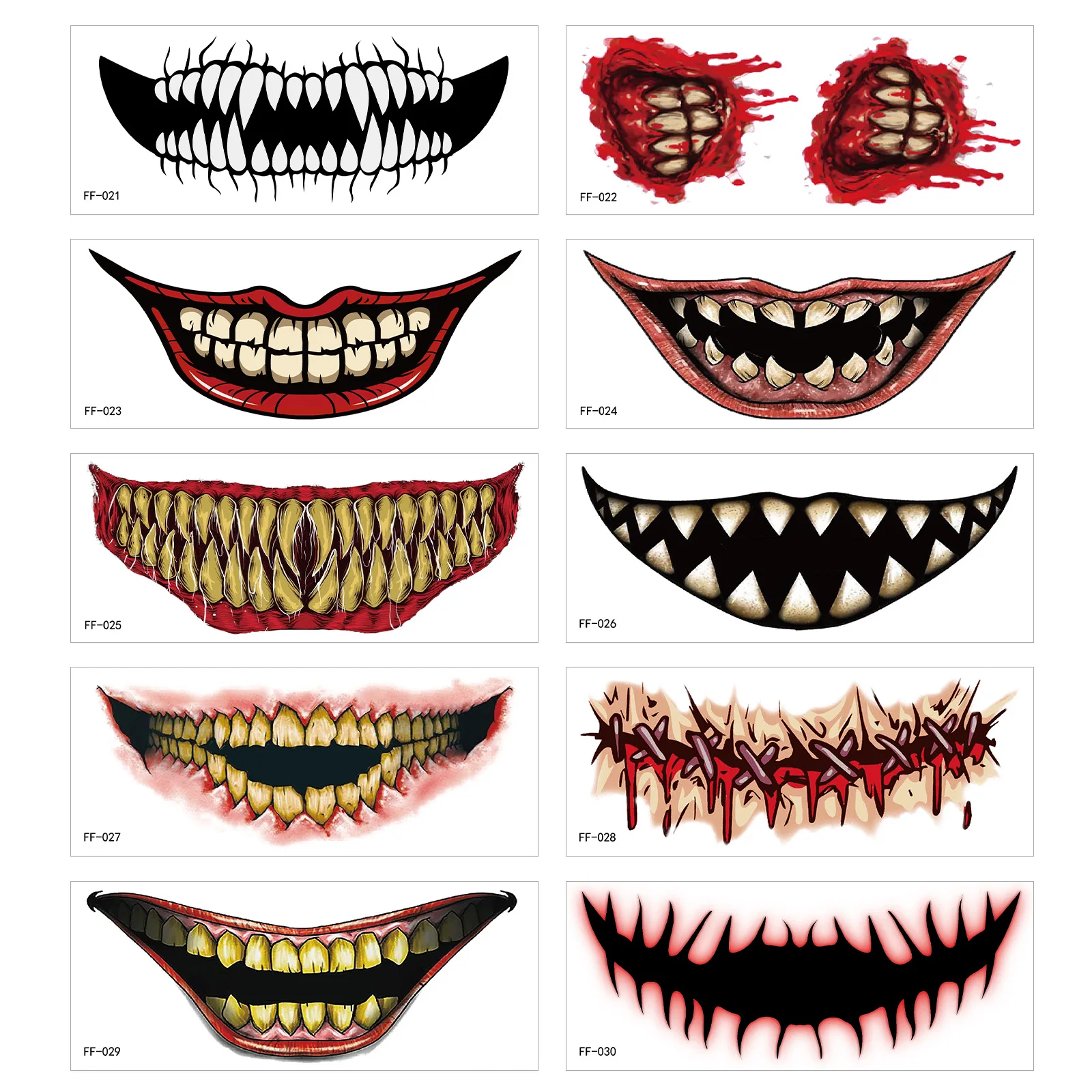tattoo sticker custom Halloween Waterproof Tattoo Stickers Bloody Big Mouth Scar Tattoo Decoration Wound Horror Blood Sticker